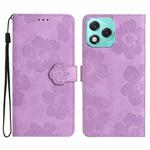 For Honor 400 Lite Global Flower Embossing Pattern Leather Phone Case(Purple)