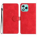 For Honor 400 Lite Global Flower Embossing Pattern Leather Phone Case(Red)