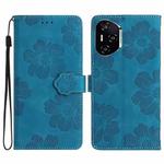For Honor 400 Pro Global 160.8mm Flower Embossing Pattern Leather Phone Case(Blue)