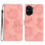 For Honor 400 Pro Global 160.8mm Flower Embossing Pattern Leather Phone Case(Pink)