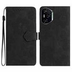 For Honor 400 Pro Global 160.8mm Flower Embossing Pattern Leather Phone Case(Black)