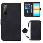 For Sony Xperia 10 V Crossbody 3D Embossed Flip Leather Phone Case(Black)