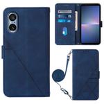 For Sony Xperia 5 V Crossbody 3D Embossed Flip Leather Phone Case(Blue)