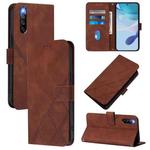 For Sony Xperia 10 IV Crossbody 3D Embossed Flip Leather Phone Case(Brown)