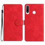 For Huawei P30 lite Flower Embossing Pattern Leather Phone Case(Red)