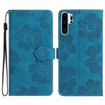 For Huawei P30 Pro Flower Embossing Pattern Leather Phone Case(Blue)