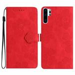 For Huawei P30 Pro Flower Embossing Pattern Leather Phone Case(Red)