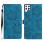 For Huawei P40 lite Flower Embossing Pattern Leather Phone Case(Blue)