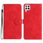 For Huawei P40 lite Flower Embossing Pattern Leather Phone Case(Red)