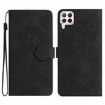 For Huawei P40 lite Flower Embossing Pattern Leather Phone Case(Black)