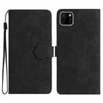 For Huawei Y5p Flower Embossing Pattern Leather Phone Case(Black)