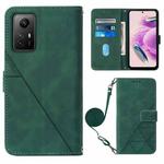 For Xiaomi Redmi Note 12S 4G Global Crossbody 3D Embossed Flip Leather Phone Case(Dark Green)