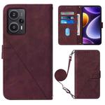 For Xiaomi Poco F5 5G/Redmi Note 12 Turbo Crossbody 3D Embossed Flip Leather Phone Case(Wine Red)