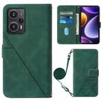 For Xiaomi Poco F5 5G/Redmi Note 12 Turbo Crossbody 3D Embossed Flip Leather Phone Case(Dark Green)