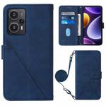 For Xiaomi Poco F5 5G/Redmi Note 12 Turbo Crossbody 3D Embossed Flip Leather Phone Case(Blue)