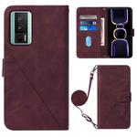 For Xiaomi Poco F5 Pro 5G/Redmi K60 Crossbody 3D Embossed Flip Leather Phone Case(Wine Red)