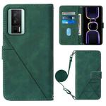 For Xiaomi Poco F5 Pro 5G/Redmi K60 Crossbody 3D Embossed Flip Leather Phone Case(Dark Green)