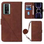 For Xiaomi Poco F5 Pro 5G/Redmi K60 Crossbody 3D Embossed Flip Leather Phone Case(Brown)