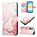 For Sony Xperia 10 V PT003 Marble Pattern Flip Leather Phone Case(Rose Gold LS005)