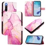 For Sony Xperia 10 IV PT003 Marble Pattern Flip Leather Phone Case(Pink Purple Gold LS001)