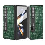 For Samsung Galaxy Z Fold3 5G Integrated Crocodile Texture Genuine Leather Phone Case(Green)