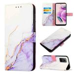 For Xiaomi Redmi Note 12S 4G Global PT003 Marble Pattern Flip Leather Phone Case(White Purple LS006)
