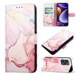 For Xiaomi Poco F5 5G/Redmi Note 12 Turbo PT003 Marble Pattern Flip Leather Phone Case(Rose Gold LS005)