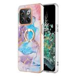 For OnePlus 10T 5G / Ace Pro Electroplating IMD TPU Phone Case with Ring(Blue Marble)
