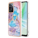 For OnePlus Nord N300 Electroplating IMD TPU Phone Case with Ring(Blue Marble)