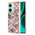 For OnePlus Nord CE3 Electroplating IMD TPU Phone Case with Ring(Pink Scales)