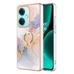 For OnePlus Nord CE3 Electroplating IMD TPU Phone Case with Ring(White Marble)