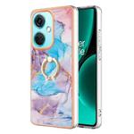 For OnePlus Nord CE3 Electroplating IMD TPU Phone Case with Ring(Blue Marble)
