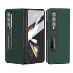 For Samsung Galaxy Z Fold4 5G Integrated Genuine Silky Soft ABEEL Black Edge Phone Case with Holder(Green)