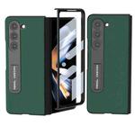 For Samsung Galaxy Z Fold5 ABEEL Integrated Genuine Silky Soft Black Edge Phone Case with Holder(Green)