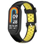 For Xiaomi Mi Band 8 Two-color Steel Plug Silicone Watch Band(Black Yellow)