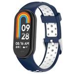 For Xiaomi Mi Band 8 Two-color Steel Plug Silicone Watch Band(Blue White)