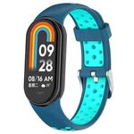 For Xiaomi Mi Band 8 Two-color Steel Plug Silicone Watch Band(Blue Teal)