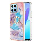 For Honor X8 5G / X6 4G Electroplating IMD TPU Phone Case with Ring(Blue Marble)