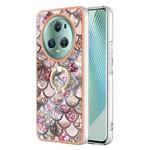 For Honor Magic5 Pro Electroplating IMD TPU Phone Case with Ring(Pink Scales)
