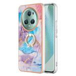 For Honor Magic5 Pro Electroplating IMD TPU Phone Case with Ring(Blue Marble)