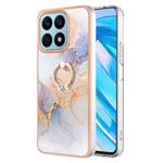 For Honor X8a Electroplating IMD TPU Phone Case with Ring(White Marble)