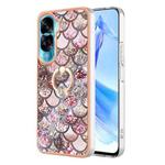 For Honor 90 Lite 5G Electroplating IMD TPU Phone Case with Ring(Pink Scales)
