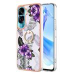 For Honor 90 Lite 5G Electroplating IMD TPU Phone Case with Ring(Purple Flower)