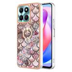 For Honor X6a Electroplating IMD TPU Phone Case with Ring(Pink Scales)