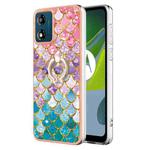 For Motorola Moto E13 Electroplating IMD TPU Phone Case with Ring(Colorful Scales)