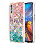 For Motorola Moto E32 4G / E32s Electroplating IMD TPU Phone Case with Ring(Colorful Scales)