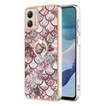 For Motorola Moto G53 5G Electroplating IMD TPU Phone Case with Ring(Pink Scales)
