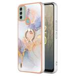For Nokia C31 Electroplating IMD TPU Phone Case with Ring(White Marble)