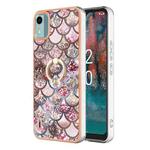 For Nokia C12 Electroplating IMD TPU Phone Case with Ring(Pink Scales)