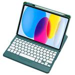 For iPad 10th Gen 10.9 2022 F10B 360 Rotation Acrylic Transparent Bluetooth Keyboard Leather Case(Green)